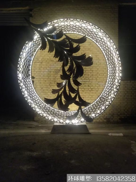 不銹鋼大雁圓環燈光雕塑 加工定制圓環燈光雕塑