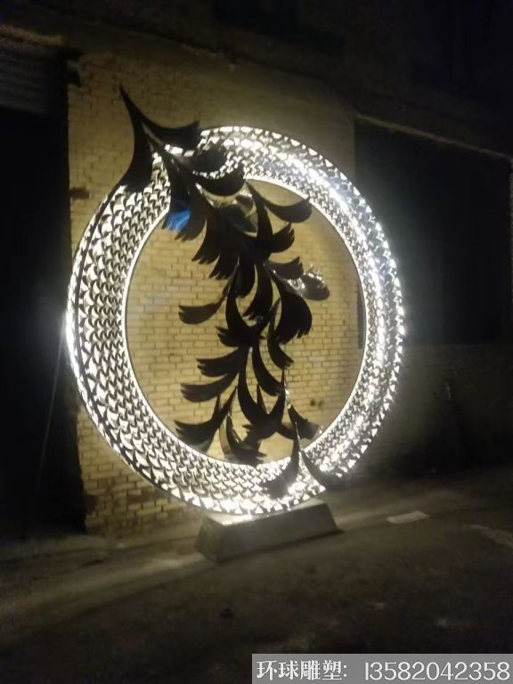 不銹鋼大雁圓環燈光雕塑 加工定制圓環燈光雕塑3